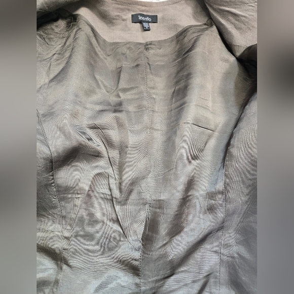 Teenflo Linen Taupe Waist Length Jacket. Size 10 - Picture 8 of 12